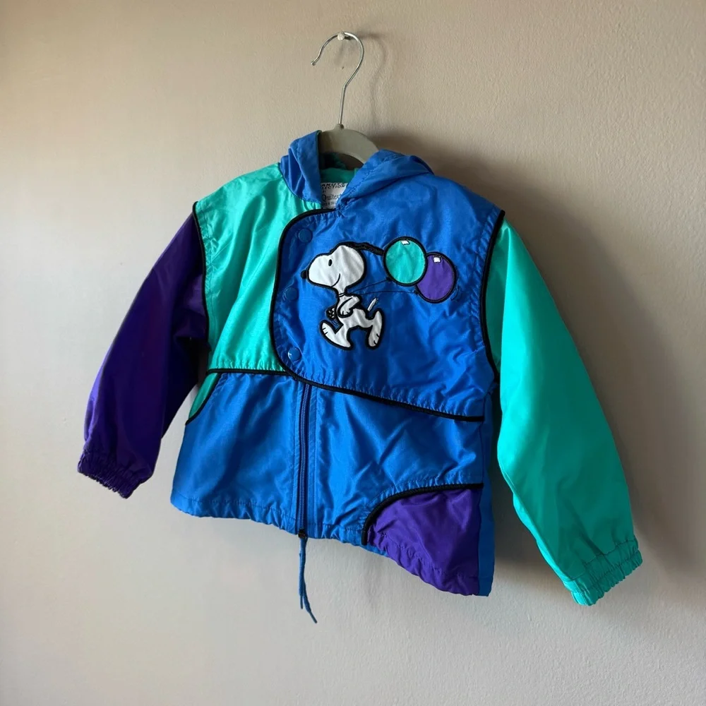 Vintage RARE‎ Peanuts Collection Quiltex Snoopy Colorblock Jacket 18 Months
